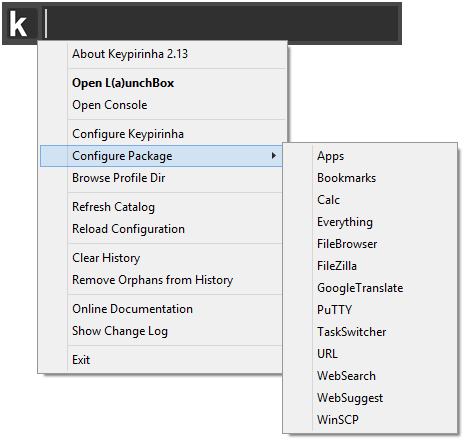 The 'Configure' menu